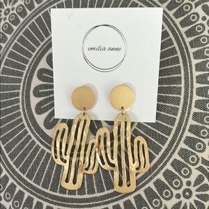 Gold Cactus Drop Earrings